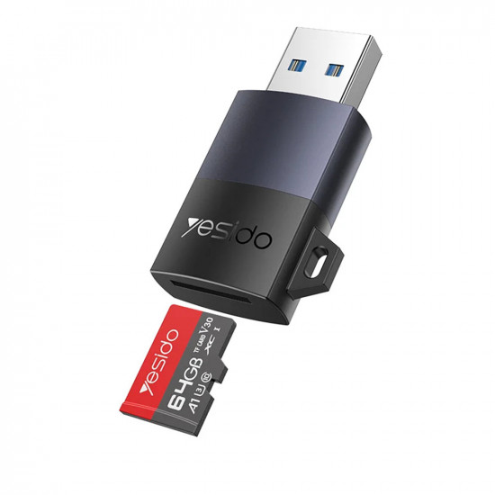Yesido Card Reader (GS36) USB, High speed, Aluminum Alloy, Support 1TB, Plug and Play, TF Card Black