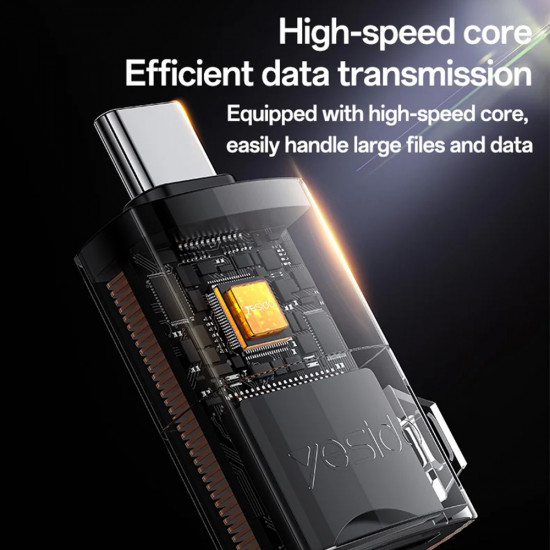 Yesido Card Reader (GS37) Type C, High speed, Aluminum Alloy, Support 1TB, Plug and Play, TF Card Black Yesido Card Reader (GS37) Type C, High speed, Aluminum Alloy, Support 1TB, Plug and Play, TF Card Black