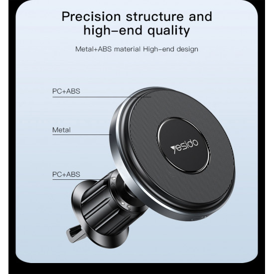 Yesido Car Holder with Wireless Charging (C190) for Windshield, 360°, Intelligent Identification, 15W Black