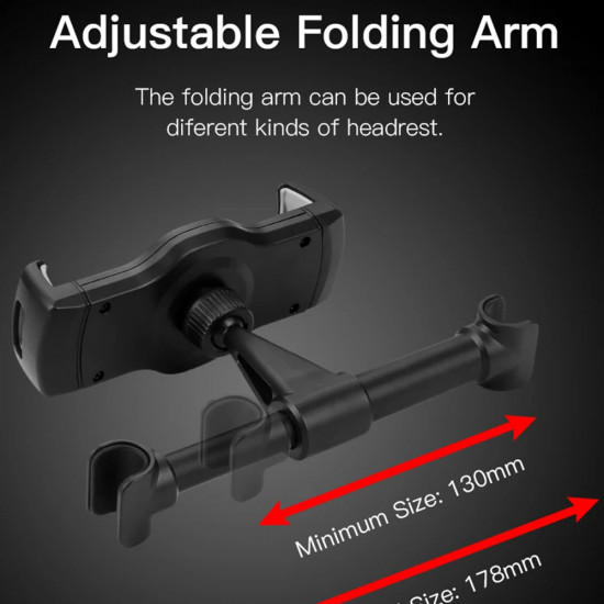 Yesido Car Holder (C29) for Rear Seat, Silicone Clip, 360, 4 10inch Devices Black