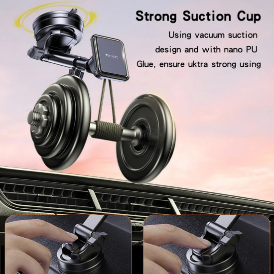 Yesido Car Holder (C263) Magnetic, for Dashboard/Windshield, 360°, Telescopic Clamp Arm, Universal Black Yesido Car Holder (C263) Magnetic, for Dashboard/Windshield, 360°, Telescopic Clamp Arm, Universal Black