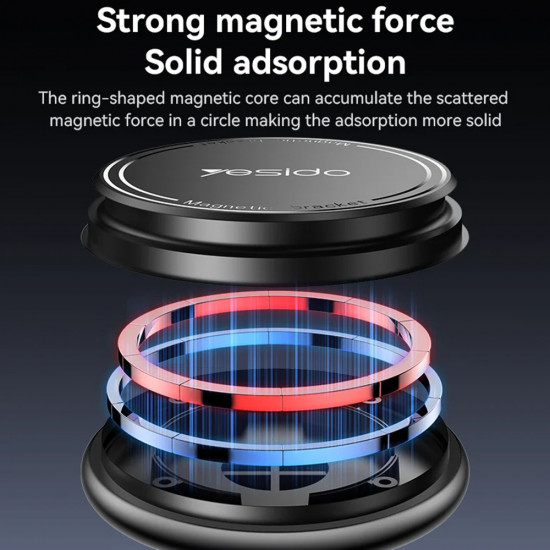 Yesido Car Holder (C269) Magnetic, for Dashboard, Bionic Suction Cup, Telescopic Arm, 360, Universal Black