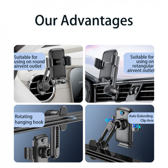 Yesido Car Holder (C242) for Air Vent, with Auto Extending Clip by Switch Button, Telescopic Arm Black Yesido Car Holder (C242) for Air Vent, with Auto Extending Clip by Switch Button, Telescopic Arm Black