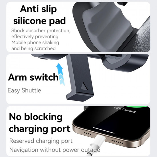 Yesido Car Holder (C240) for Mercedes Air Vent, 360720°, Clamp Arm Switch, Anti slip Silicone Black Yesido Car Holder (C240) for Mercedes Air Vent, 360720°, Clamp Arm Switch, Anti slip Silicone Black