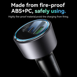 Yesido Car Charger (Y59) 2x Type C, USB A, 200W, Fast Charging, Multi Protection, Built in Colorful Light Black