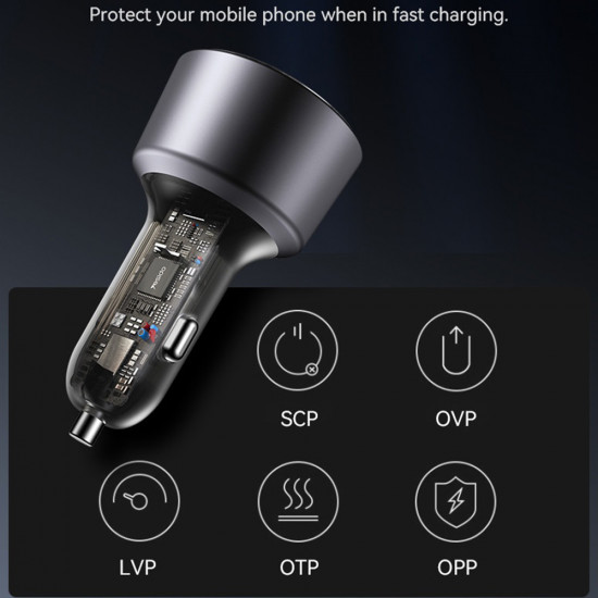 Yesido Car Charger (Y59) 2x Type C, USB A, 200W, Fast Charging, Multi Protection, Built in Colorful Light Black Yesido Car Charger (Y59) 2x Type C, USB A, 200W, Fast Charging, Multi Protection, Built in Colorful Light Black