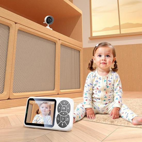 Yesido Baby Monitor (KM26) 3.5inch LCD Display, Night Vision, 2.4G Wireless Camera White