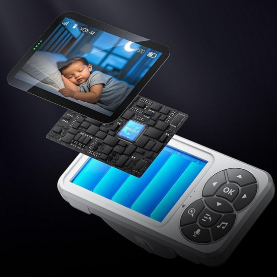 Yesido Baby Monitor (KM26) 3.5inch LCD Display, Night Vision, 2.4G Wireless Camera White