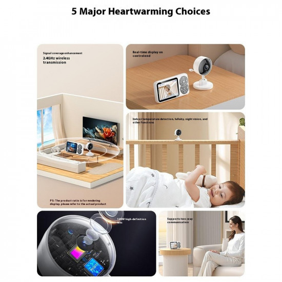 Yesido Baby Monitor (KM26) 3.5inch LCD Display, Night Vision, 2.4G Wireless Camera White