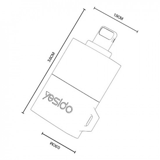 Yesido Adapter (GS38) Lightning to TF Card, for iPhone, iPad, 480Mbps, 4K, LED indicator Gray