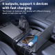 Yesido 4in1 Car Charger (Y63) with 2x Retractable Cable, LED Ambient Light, Fast Charging, 117W Grey