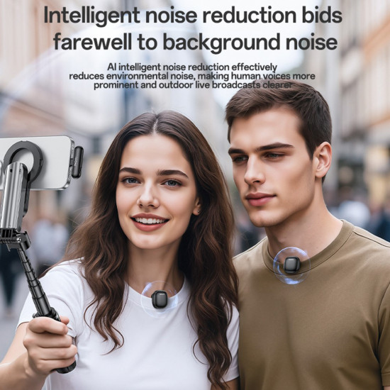 Yesido (2 pack) Wireless Lavalier Microphones (KR21) 3in1 Receiver, Type C, AI Noise Reduction, 98dB SNR, 2.4GHz Black