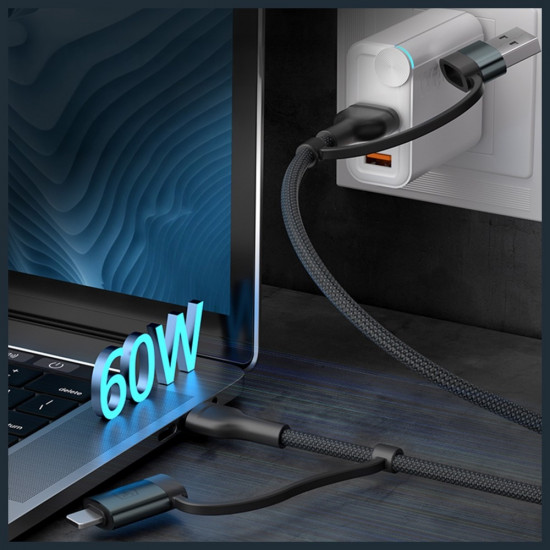 Kabel 3MK Hyper Cable N-SERIES            USB-A/USB-C do USB-C/Lightning 1.2m 9V/2A 60W