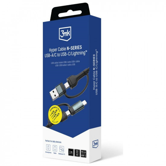 Kabel 3MK Hyper Cable N-SERIES            USB-A/USB-C do USB-C/Lightning 1.2m 9V/2A 60W