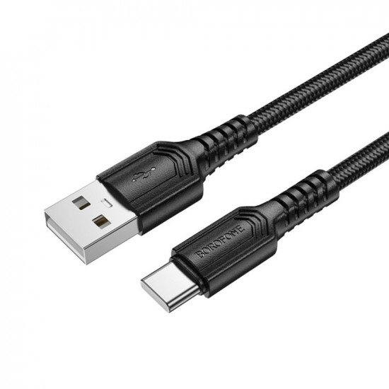 Borofone Data Cable Certain Series (BX116) USB to Type C, Nylon Braided, Fast Charging, 3A, 1m Black