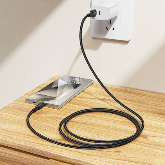 Borofone Data Cable Certain Series (BX116) USB to Type C, Nylon Braided, Fast Charging, 3A, 1m Black