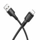 Borofone Data Cable Certain Series (BX116) USB to Lightning, Nylon Braided, 2.4A, 1m Black