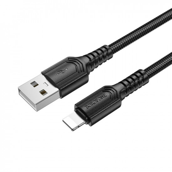Borofone Data Cable Certain Series (BX116) USB to Lightning, Nylon Braided, 2.4A, 1m Black
