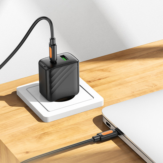 Borofone Data Cable Silicone Series (BX114) Type C to Type C, Silicone, 60W, 1m Black