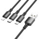 Borofone Data Cable (BX72 3 in 1) USB A to Micro USB, Type C, Lightning, Universal, 2A, 1m Black