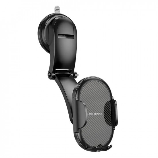 Borofone Car Holder Charm (BH73) with Suction Cup, for Dashboard/Windshield, 360° Adjust, Universal, Telescopic Arm Black