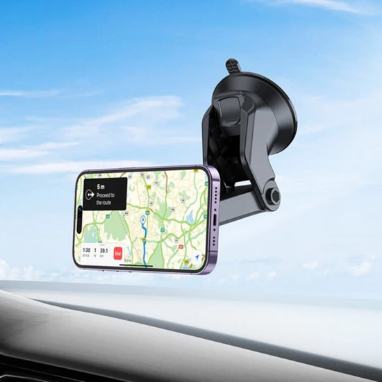 Borofone Car Holder Ice (BH97) Magnetic, with Suction Cup, for Dashboard/Windshield, 360° Adjust Black Gray