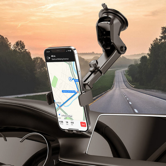 Borofone Car Holder Amazing Bay (BH39) with Suction Cup, for Dashboard/Windshield, 4.5 6.5" Phone Black