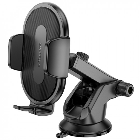Borofone Car Holder Rio (BH134) for Dashboard/Windshield, 360° Adjust, ABS, Silicone, 4.5–7" Black