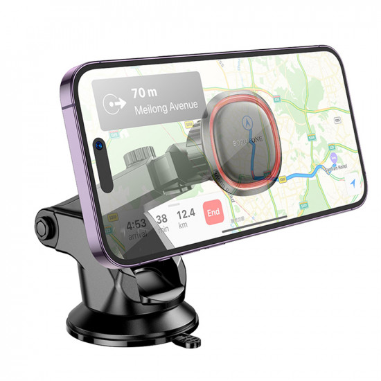 Borofone Car Holder Roman (BH125) Magnetic, with Suction Cup, for Dashboard/Windshield, 360° Adjust Black Gray