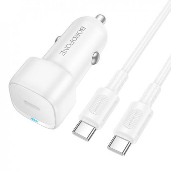 Borofone Car Charger Cloud (BZ34A) Type C Cable Included, Single Port Type C, PD20W, ABS, for DC 12 24V White Borofone Car Charger Cloud (BZ34A) Type C Cable Included, Single Port Type C, PD20W, ABS, for DC 12 24V White