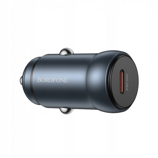 Borofone Car Charger Fresh (BZ32) Type C, Fast Charge, Single Port, 30W (PD/QC/FCP/AFC), for 12 24V Metal Gray