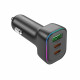 Borofone Car Charger Trophie (BZ28C) 1x USB, 2x Type C, High Power, PD, PPS, QC3.0, FCP, AFC, 60W, RGB, 12 24V Black