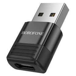 Borofone Adapter (BV18) USB2.0 Male to Type C Female, Data Transmission, OTG Function, Fast Charge up to 3A Black