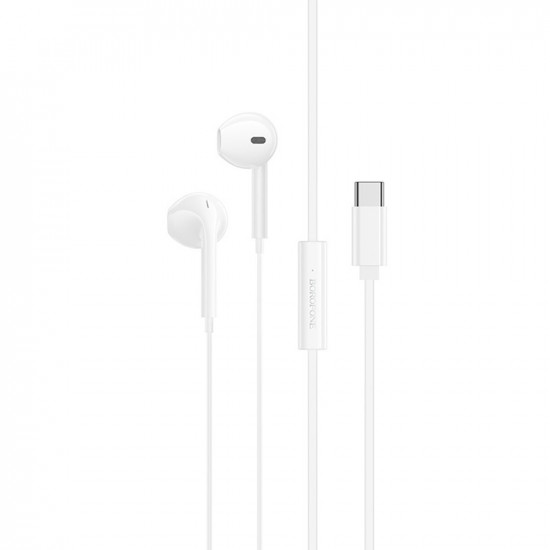 Borofone Wired Earphones Star (BM99) with Microphone, Type C, DAC Chip, 1.2m White