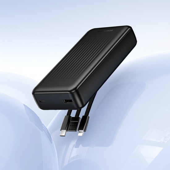 Borofone Power Bank (BJ79A) with USB C, USB, Lightning Cables, USB, Type C, LED Indicator, 20000mAh Black