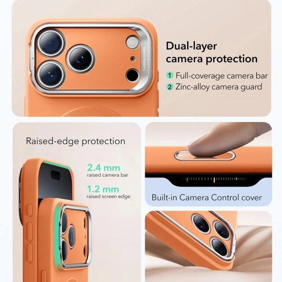 ESR Cloud Soft HaloLock Kickstand iPhone 17 Pro Orange
