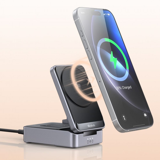 Mcdodo Wireless Charging Station (CH 5192) with Wall Charger + Type C Cable, Qi2, 22.5W, MagQ Grey