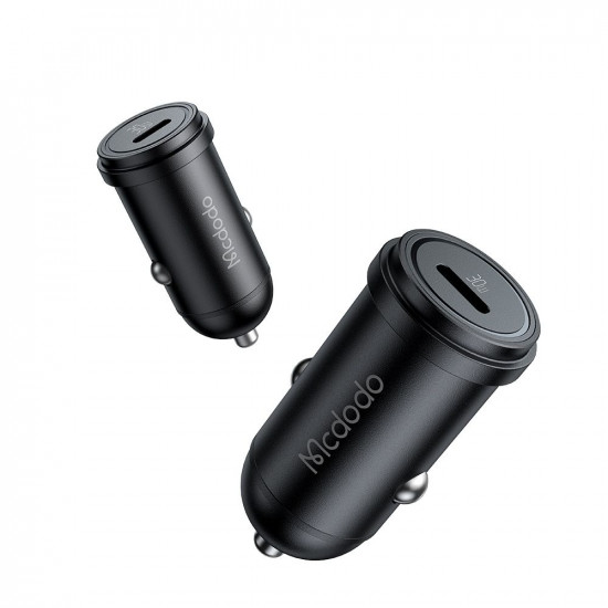 Mcdodo Car Charger Obsidian Series (CC 7493) Type C Cable Included, PD30W, Smart IC, Mini Size, 1.2m Black