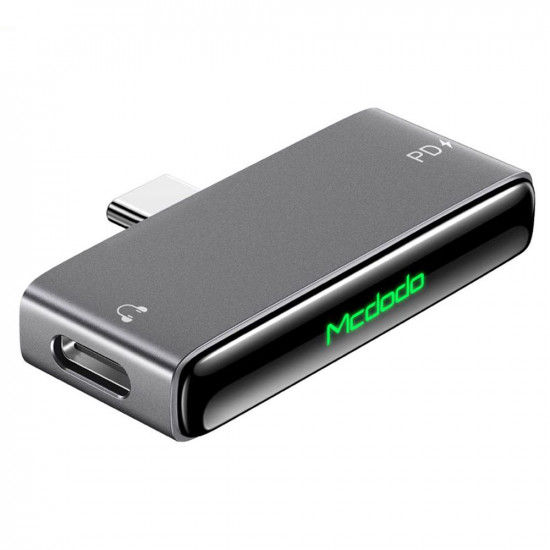 Mcdodo Audio Adapter (CA 7670) Type C to 2x Type C, PD60W Fast charge, Hi Res, DAC chip, Suport Call Function Black