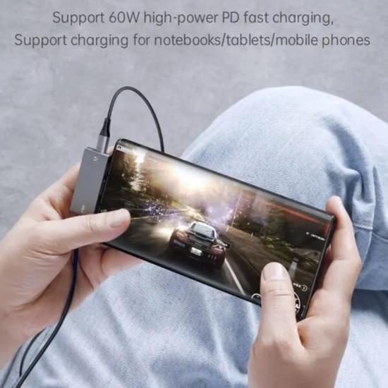 Mcdodo Audio Adapter (CA 7670) Type C to 2x Type C, PD60W Fast charge, Hi Res, DAC chip, Suport Call Function Black