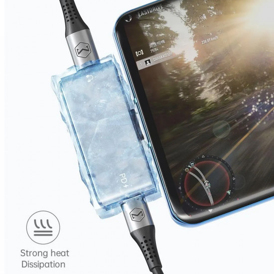 Mcdodo Audio Adapter (CA 7670) Type C to 2x Type C, PD60W Fast charge, Hi Res, DAC chip, Suport Call Function Black