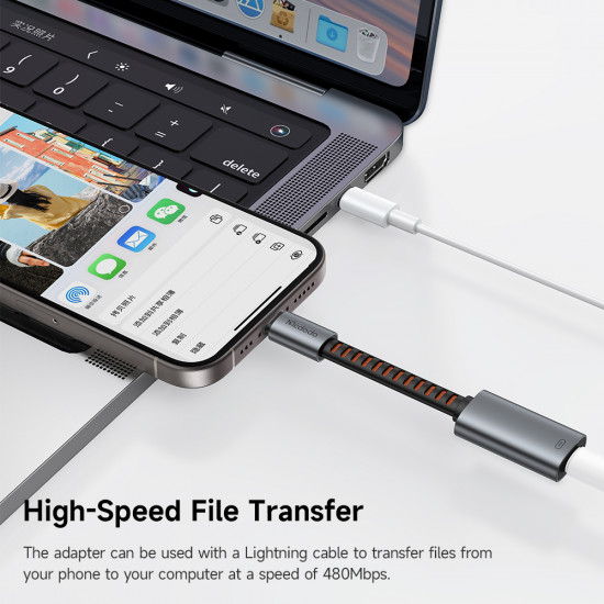 Mcdodo Audio Adapter (CA 4870) Lightning to Type C, 2A, 24W, 480Mbps, OTG, Support Fast Charge, Call Function, 0.1m Gray Mcdodo Audio Adapter (CA 4870) Lightning to Type C, 2A, 24W, 480Mbps, OTG, Support Fast Charge, Call Function, 0.1m Gray