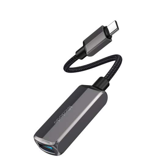 Mcdodo OTG Adapter (CA 2830) Type C to Type C, USB, Aluminum Alloy, Nylon, 3A. 60W, 13cm Dark Grey