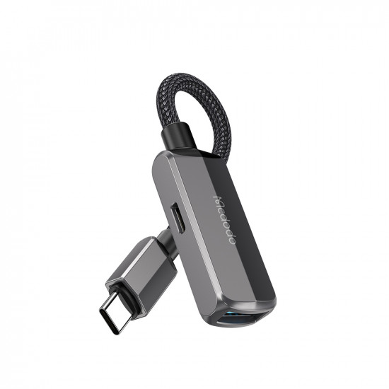 Mcdodo OTG Adapter (CA 2830) Type C to Type C, USB, Aluminum Alloy, Nylon, 3A. 60W, 13cm Dark Grey