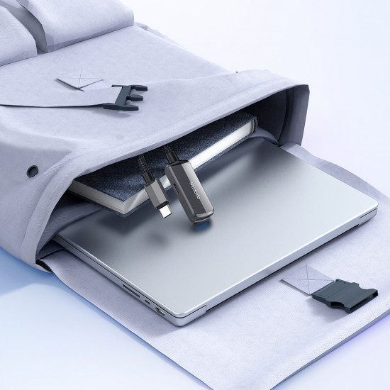 Mcdodo OTG Adapter (CA 2830) Type C to Type C, USB, Aluminum Alloy, Nylon, 3A. 60W, 13cm Dark Grey