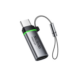 Mcdodo Adapter Auto Power Off (OT 6010) Lightning to Type C, 60W, 3A, 480Mbps, Charging & Data Sync, with Lanyard Black