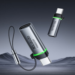 Mcdodo Adapter Auto Power Off (OT 2450) Type C to Type C, PD100W, 5A, 480Mbps, Charging & Data Sync, with Lanyard Black
