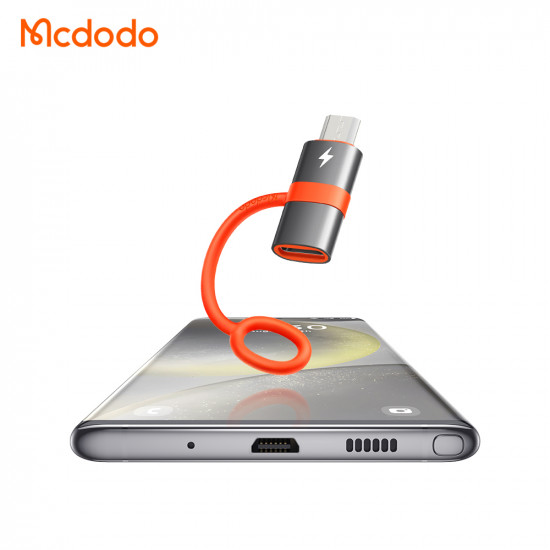 Mcdodo Adapter (OT 3820) with Silicone Hook, Aluminium Alloy, Type C to Micro USB, 3A, Portable Design, Plug&Play Grey Mcdodo Adapter (OT 3820) with Silicone Hook, Aluminium Alloy, Type C to Micro USB, 3A, Portable Design, Plug&Play Grey