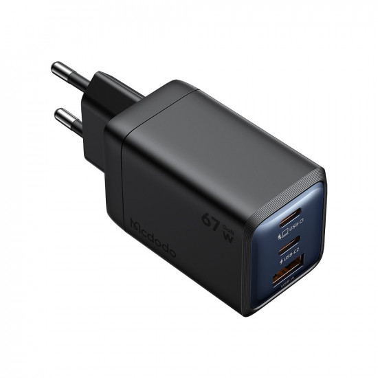 Mcdodo Wall Charger Gana Mini Series (CH 0970) 2x USB C, 1x USB A, 67W, GaN Technology Black