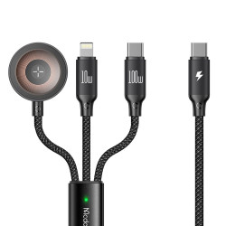 Mcdodo 3in1 Data Cable O Series (CA 4940) USB C to Lightning/USB C/Wireless Charger Apple Watch, 100W, 1.2m Black